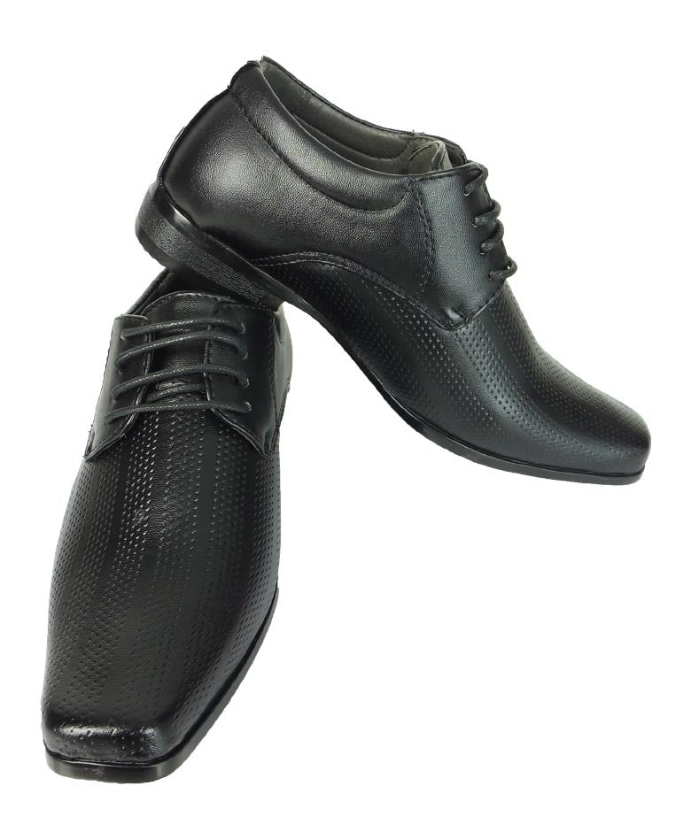 Boys Lace Up Derby Shoes - BRIGHTON Black - Black