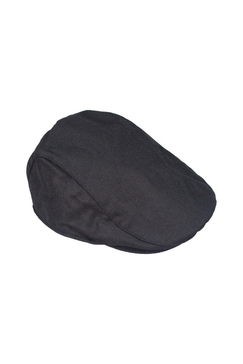 Men's Classic Wool Black Flat Cap - Black