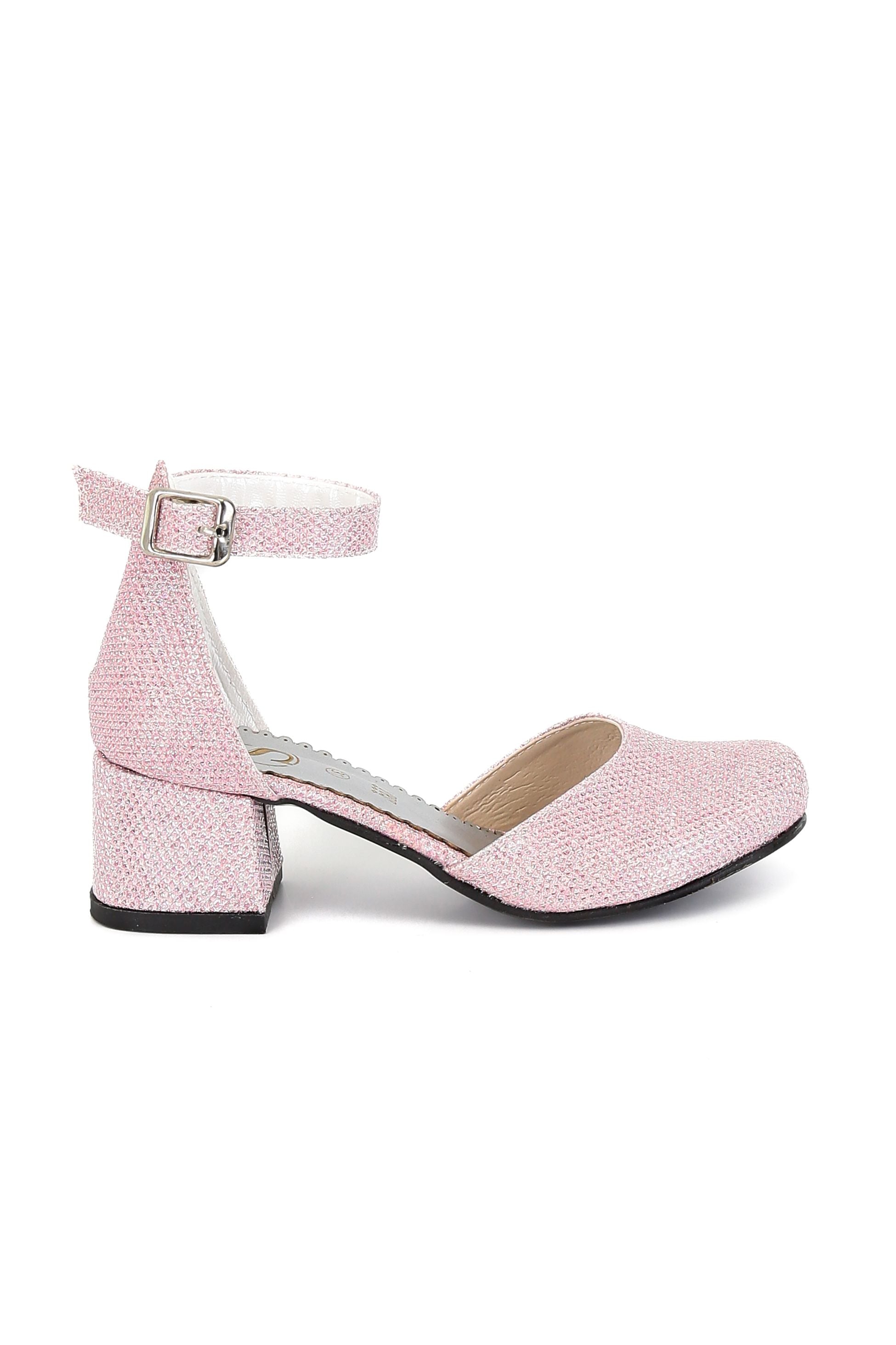 Girls Mary Jane Block Heel Pink Shoes - BUENE - Pink