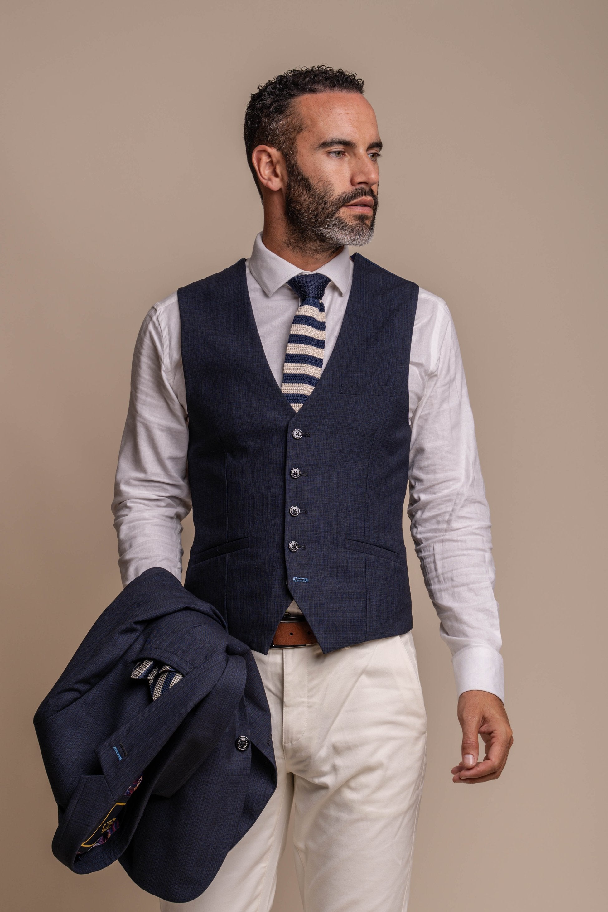 Men's Seeba Navy with Dakota Beige Chino- Combined Suit Set