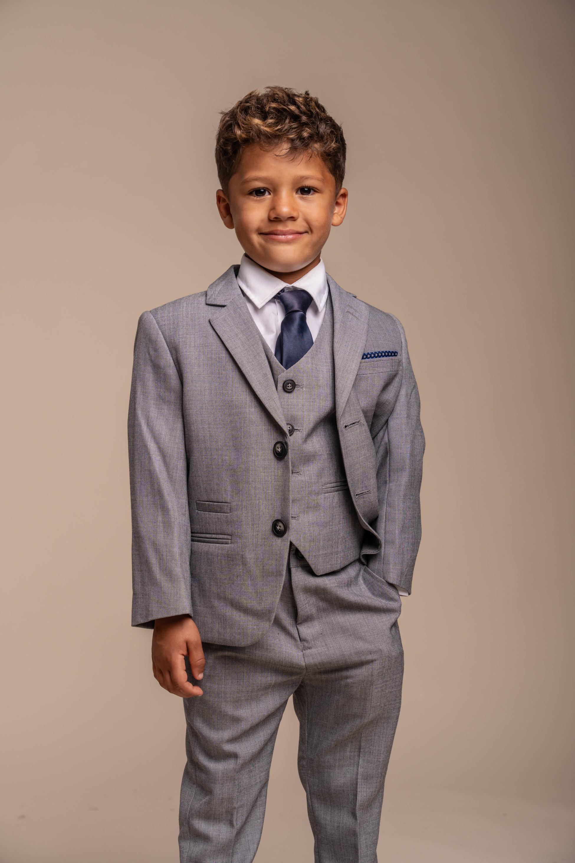 Boys Slim Fit Formal Suit - REEGAN - Light Grey