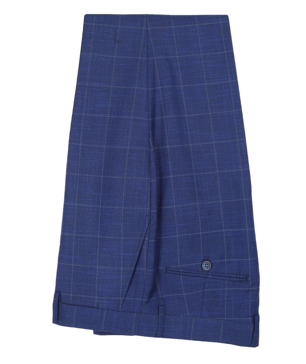 Men's Windowpane Check Trousers - ROVER Blue - Blue