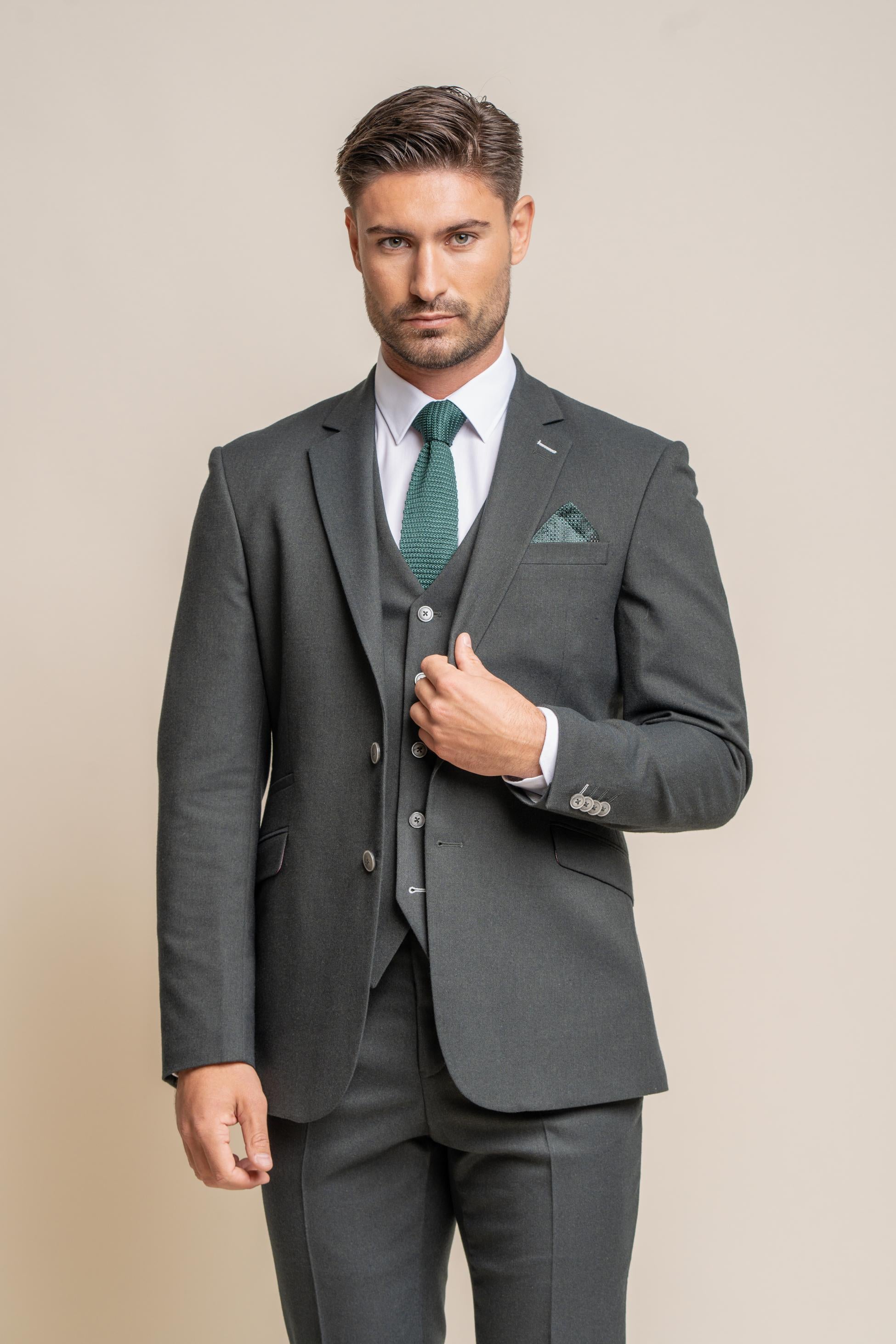 Men's Slim Fit Formal Suit - FURIOUS Olive - Olive Green