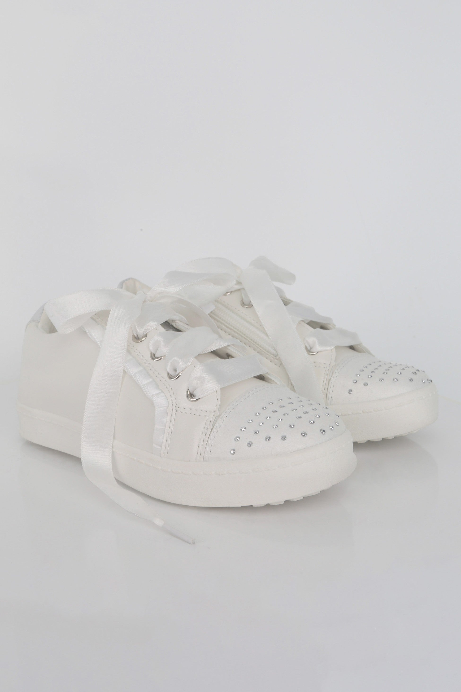 Girls White Sneakers with Rhinestones – CERRI - White