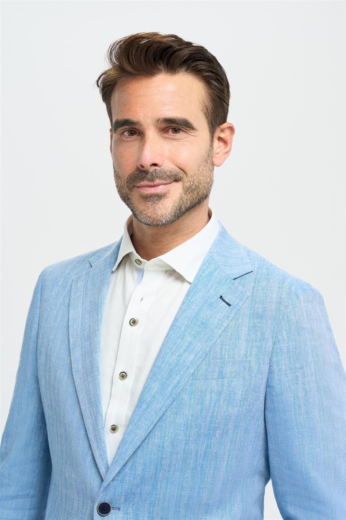 Men’s Linen Herringbone Patch Pocket Blazer - Luigi - Sky Blue