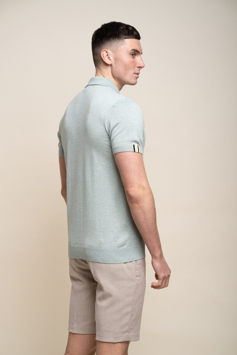 Men's Short Sleeve Cotton Polo Shirt - Dino - Almond Green