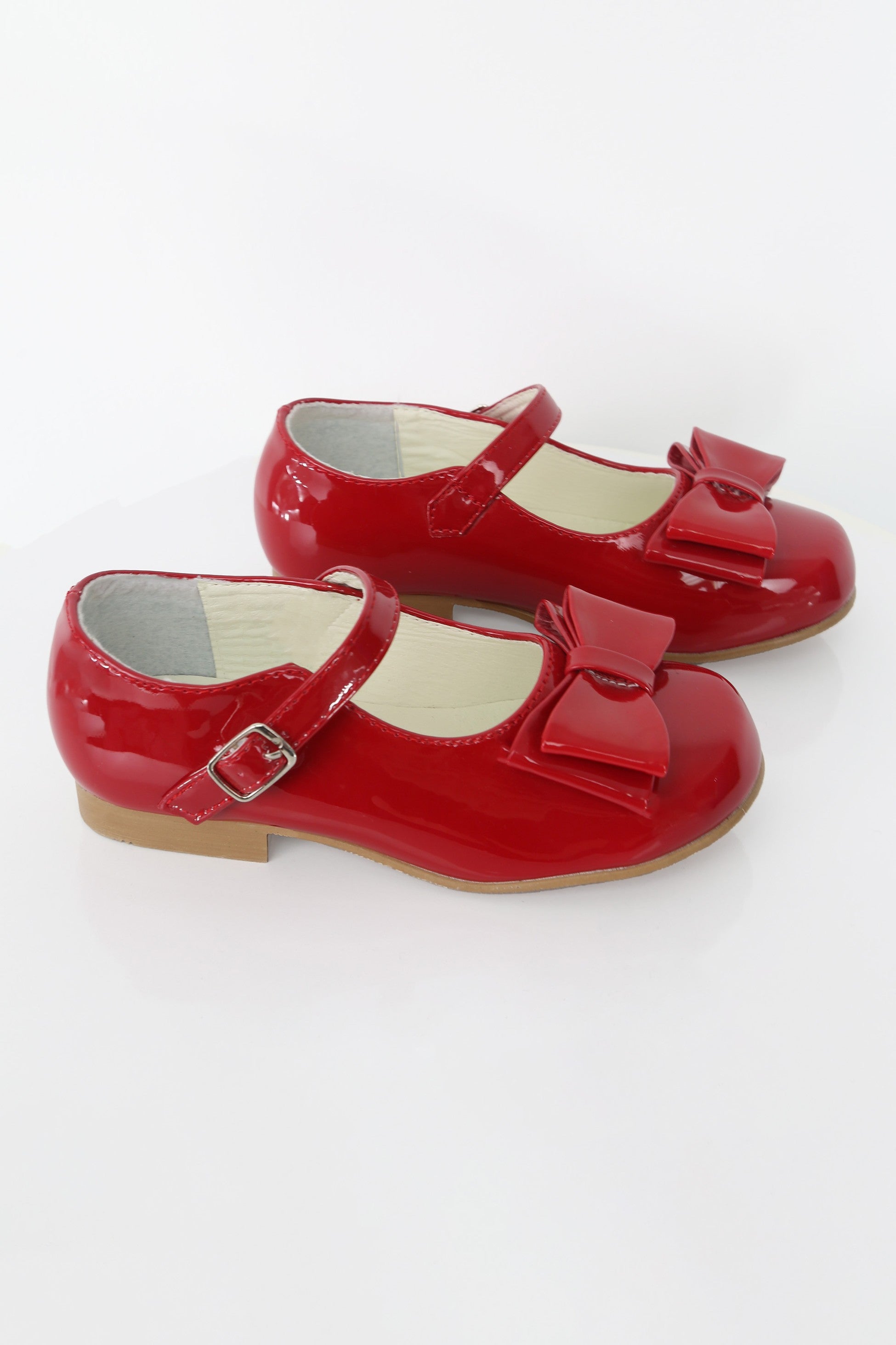 Girls Patent Mary Jane Shoes with Bow – LIYA - Red