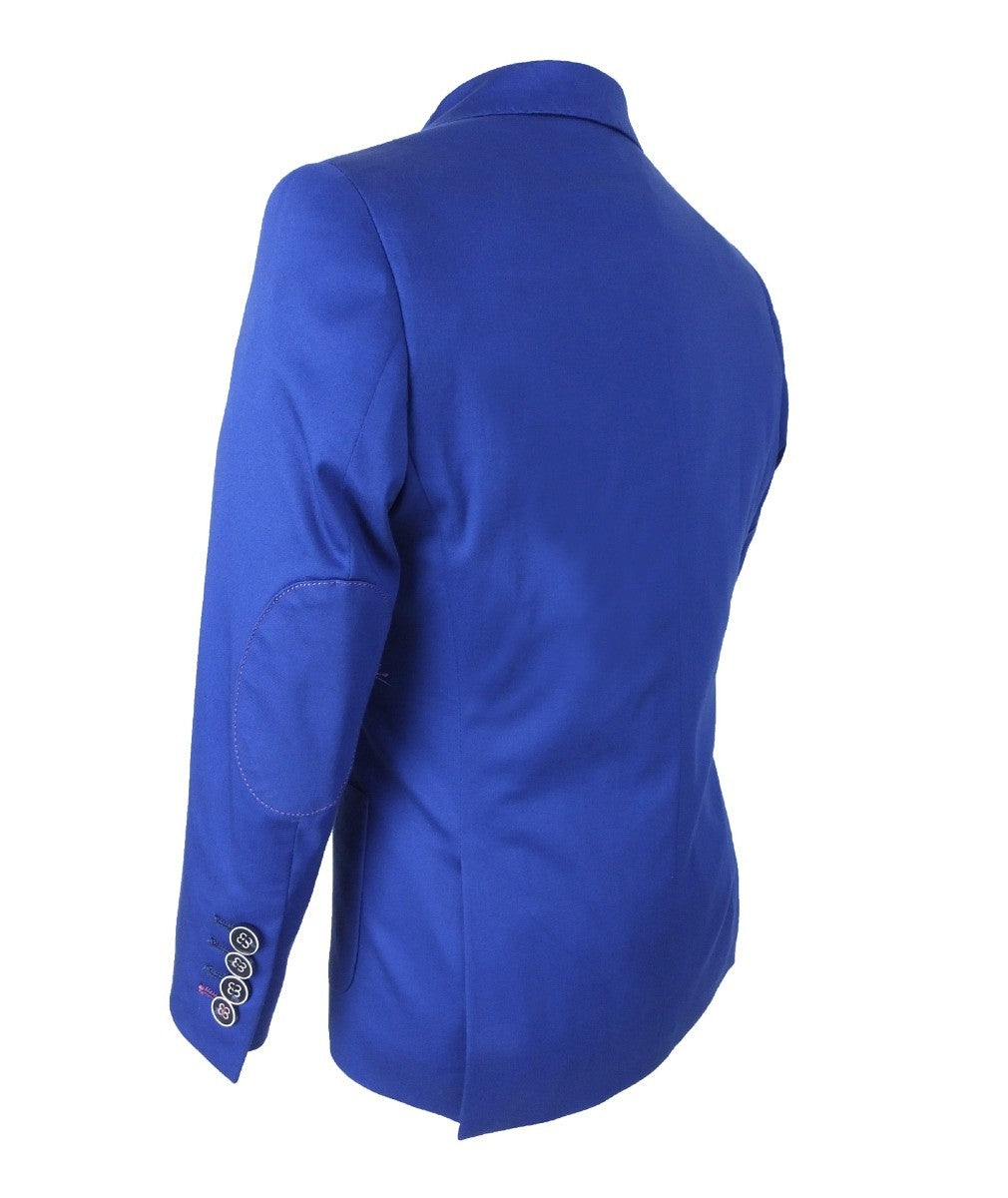 Boys Slim Fit Cotton Blazer - Royal Blue