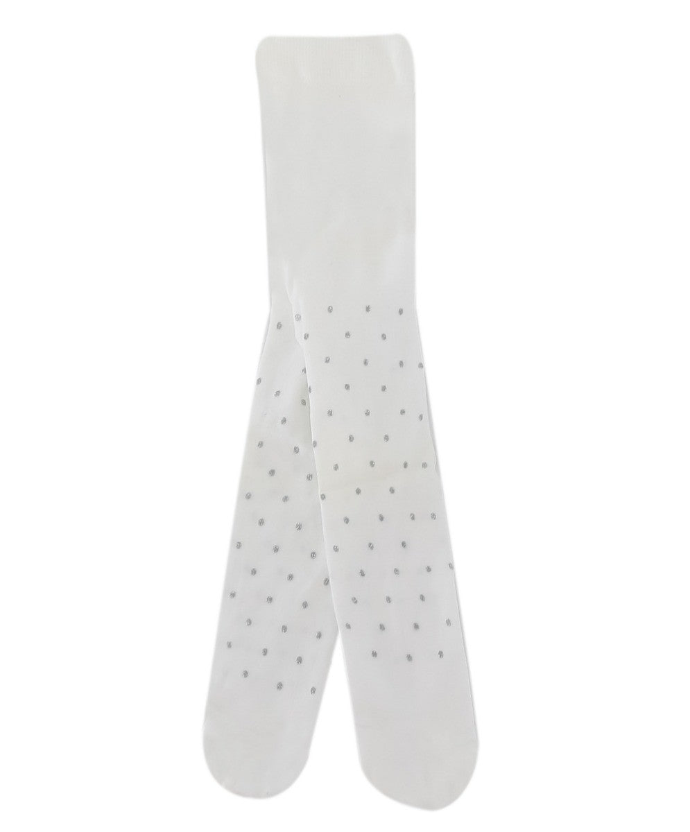 Baby Girls Microfiber Polka Dot Tight - White