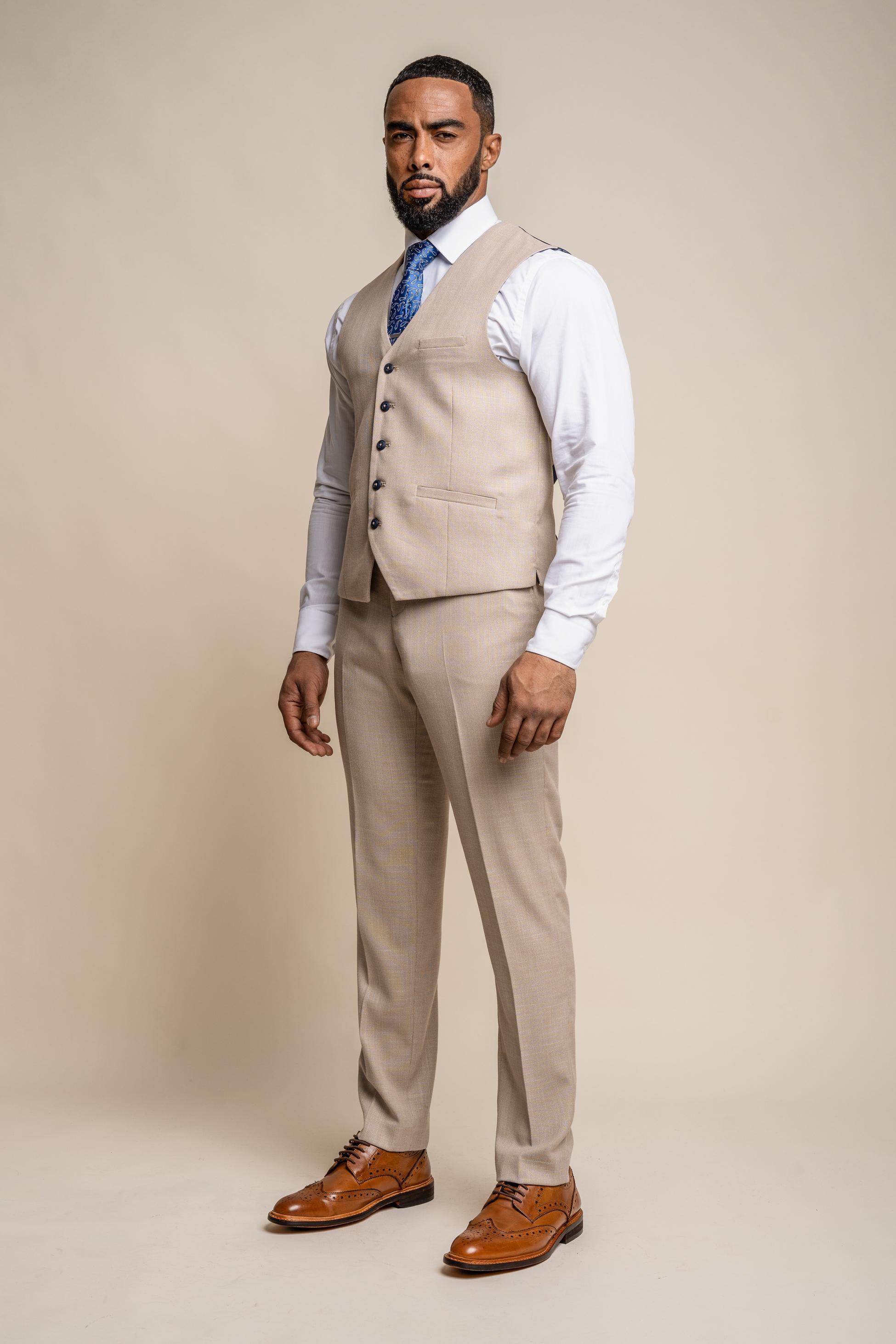 Men's Slim Fit Formal Waistcoat- MIAMI - Beige