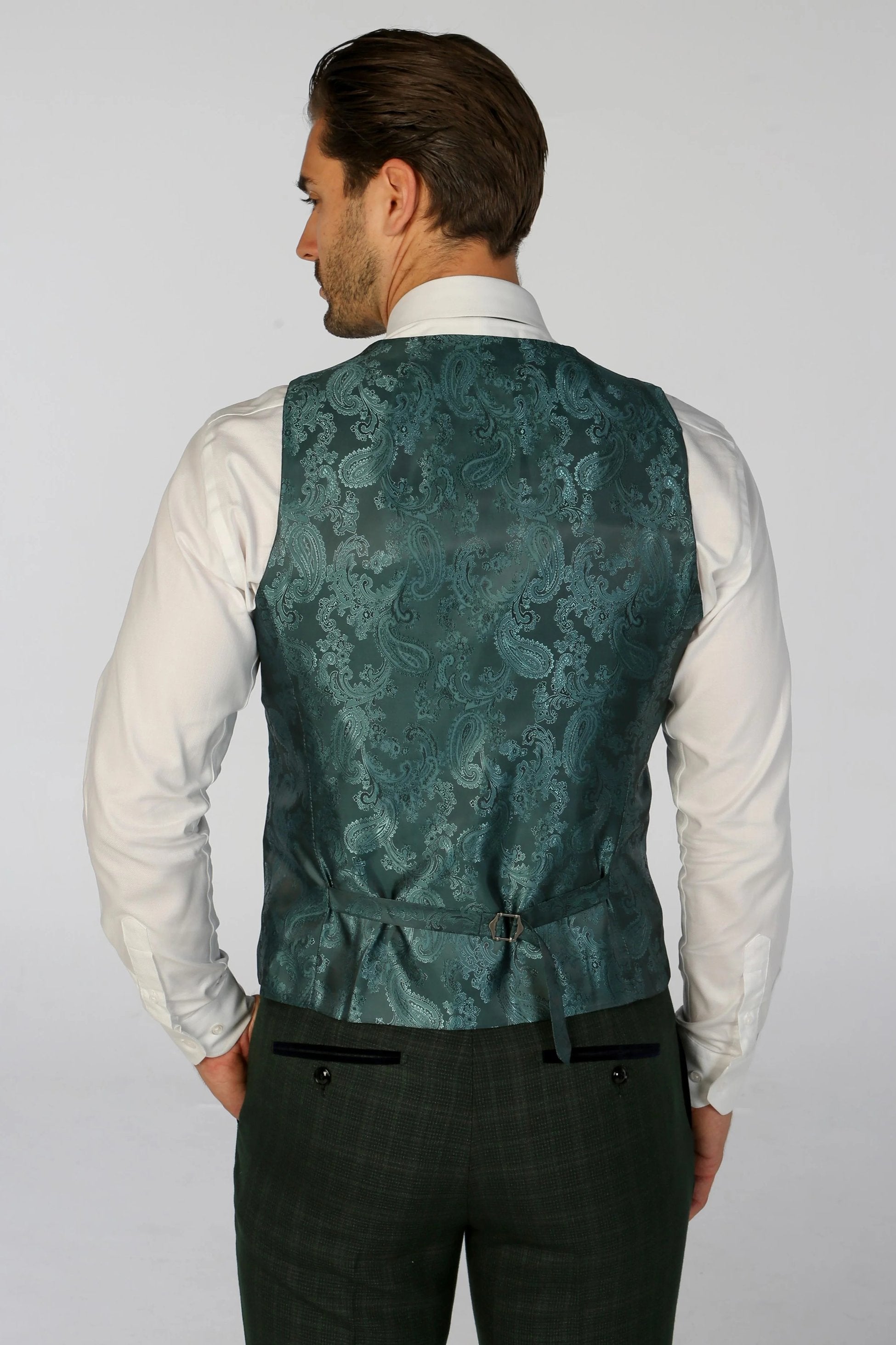 Men’s Tailored Fit Check Waistcoat – LEO - Green