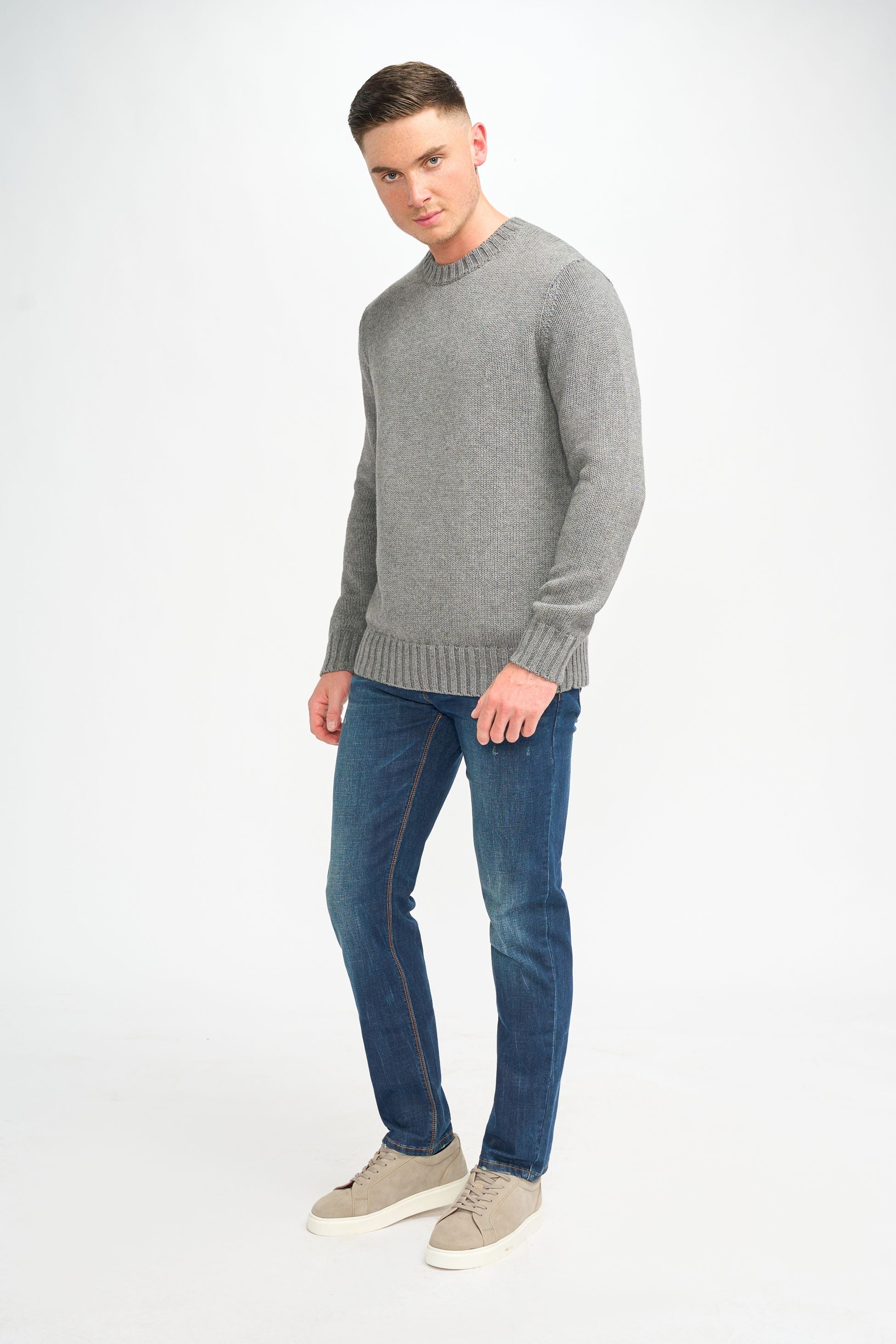 Men’s Classic Knit Pullover Jumper - FARREL - Grey