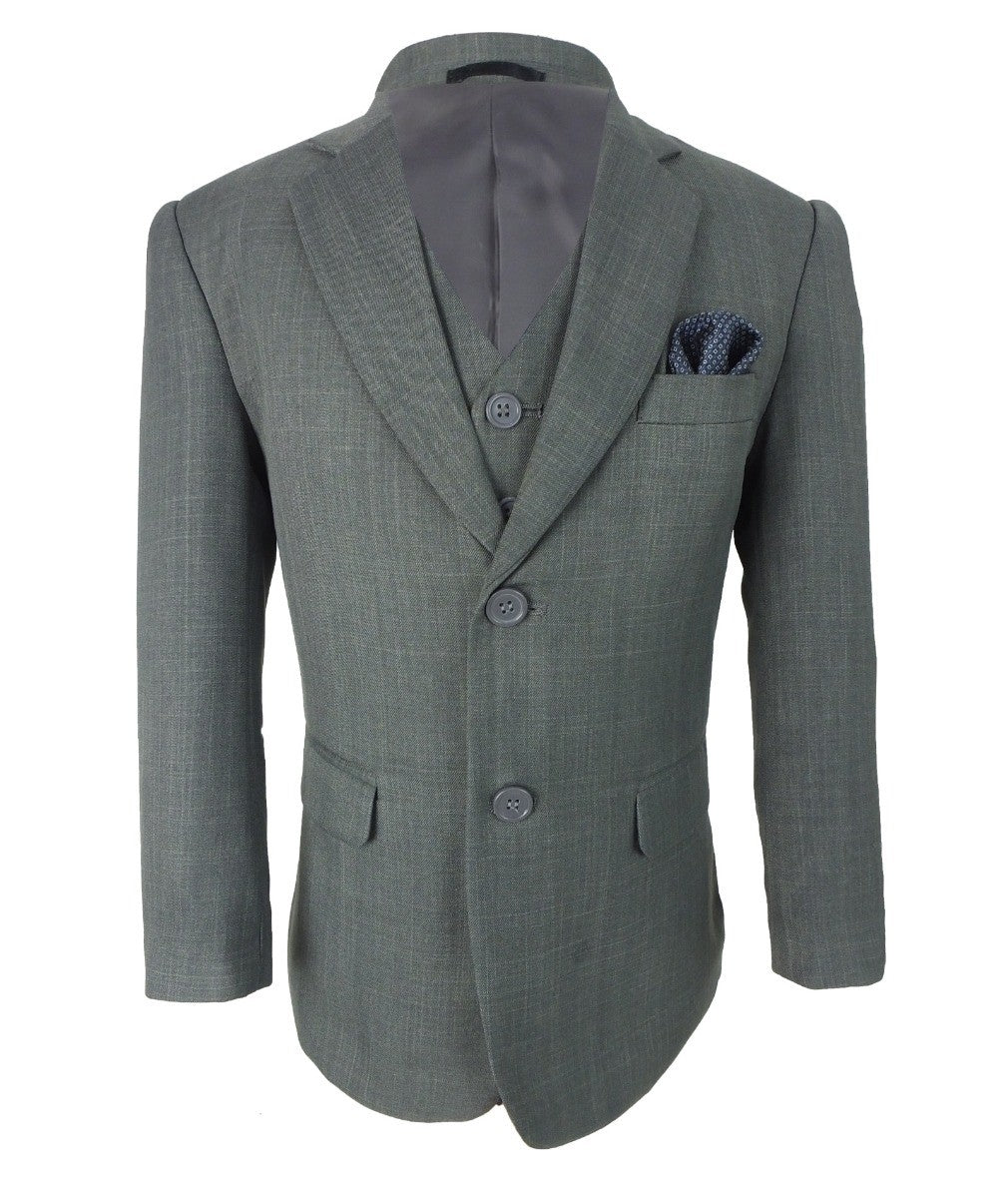 Boys Slim Fit Light Grey Suit - Light Grey