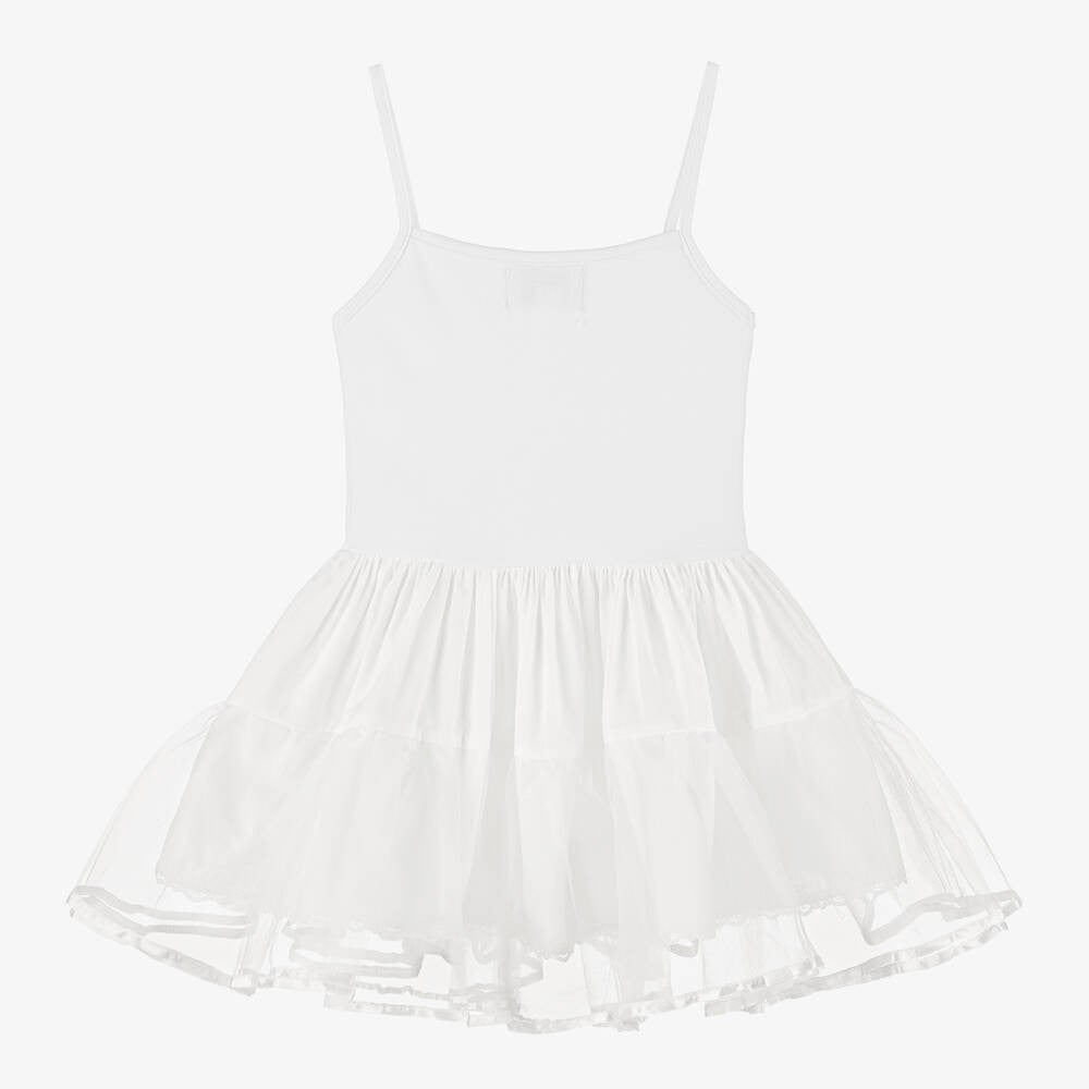 Baby Girl Ballerina Petticoat White Cotton Dress - White