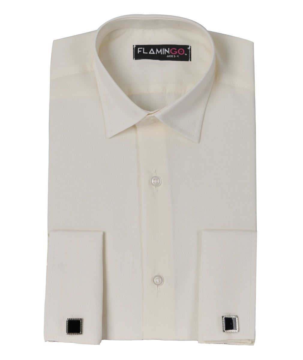 Boys Classic Collar Cufflinks Shirt - Ivory