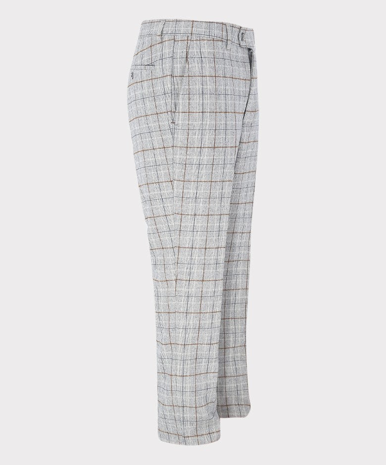 Men's Tweed Check Slim Fit Trousers - CODY ICE - Ice Blue