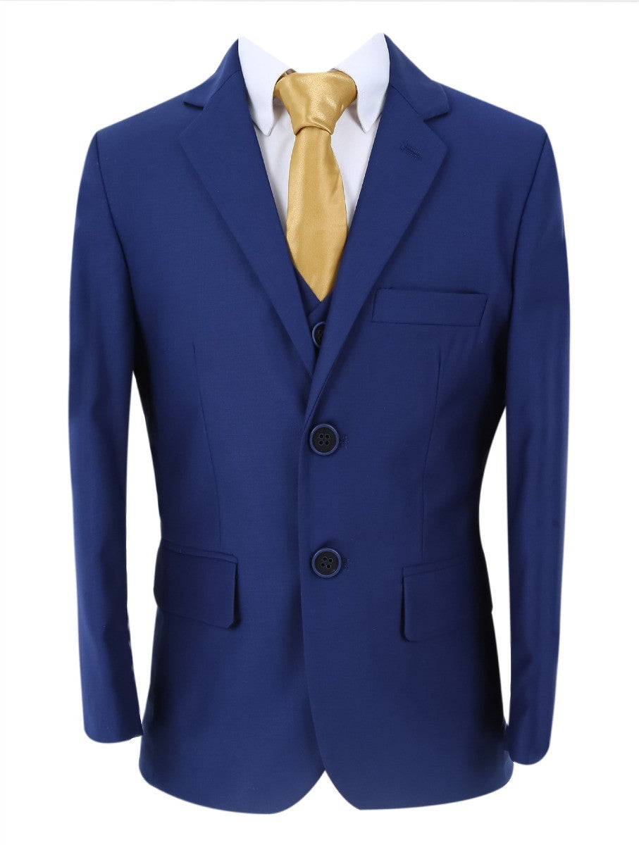 Boys Parliament Tailored Fit 6 Piece Suit Set  - LORENZO - Parliament Blue