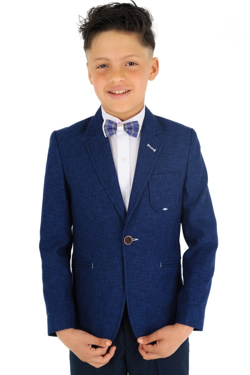 Boys Slim Fit Twill Formal Blazer - TERRY - Navy Blue