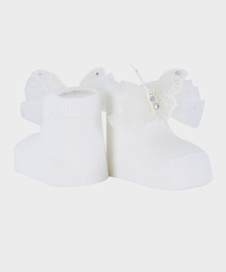 Baby Girls Headband and Socks Set - Ivory