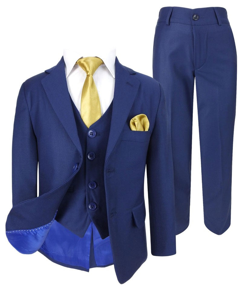 Boys Parliament Tailored Fit 6 Piece Suit Set  - LORENZO - Parliament Blue