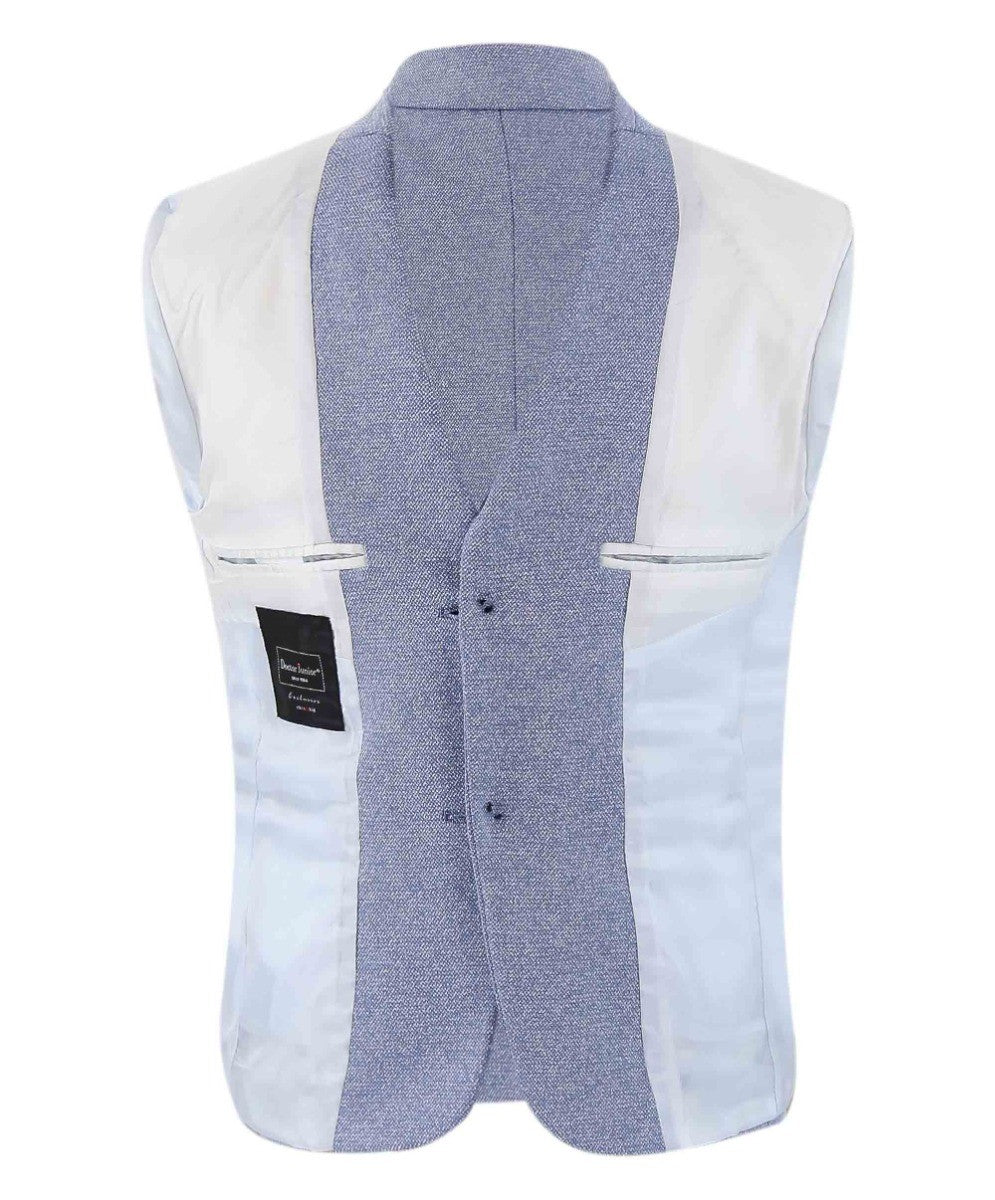 Boys Cotton Slim Fit Blazer and Waistcoat Set - Frank - Blue