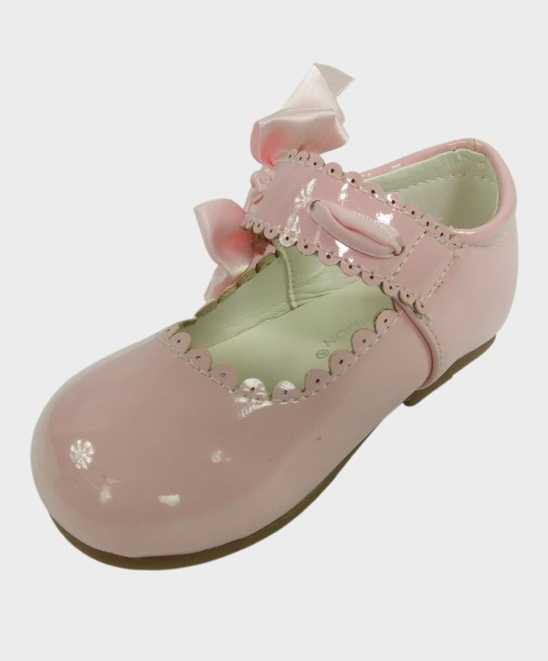 Girls Scalloped Edge Patent Flat Mary jane Shoes - Pink