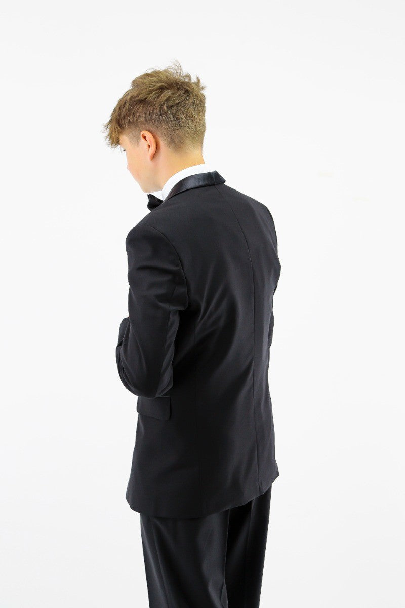 Boys Sheen Lapel Tuxedo Suit - Black