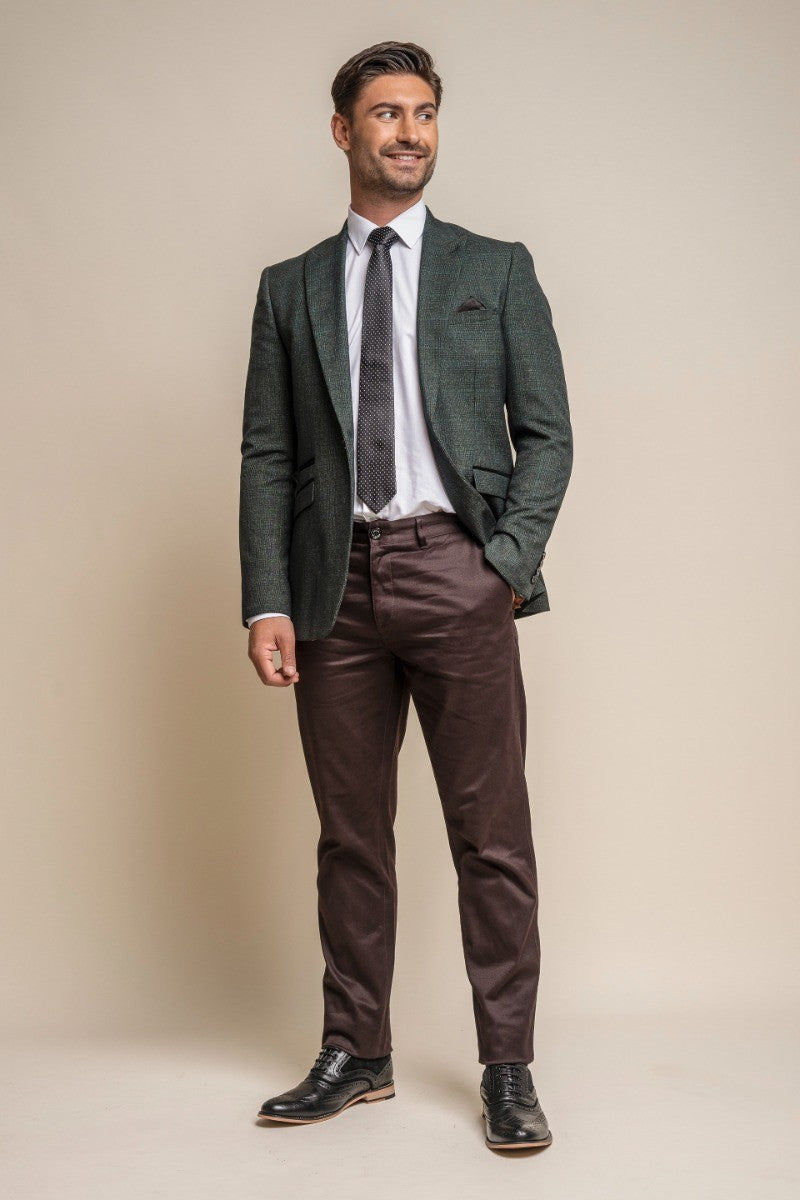 Men's Cotton Chino Trousers - DAKOTA - Chocolate Brown