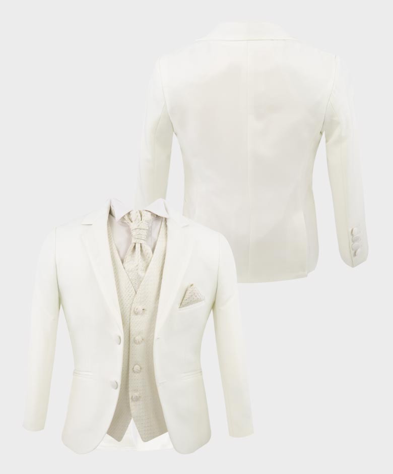 Boys 6 Piece Communion Tailored Fit Suit Set - White