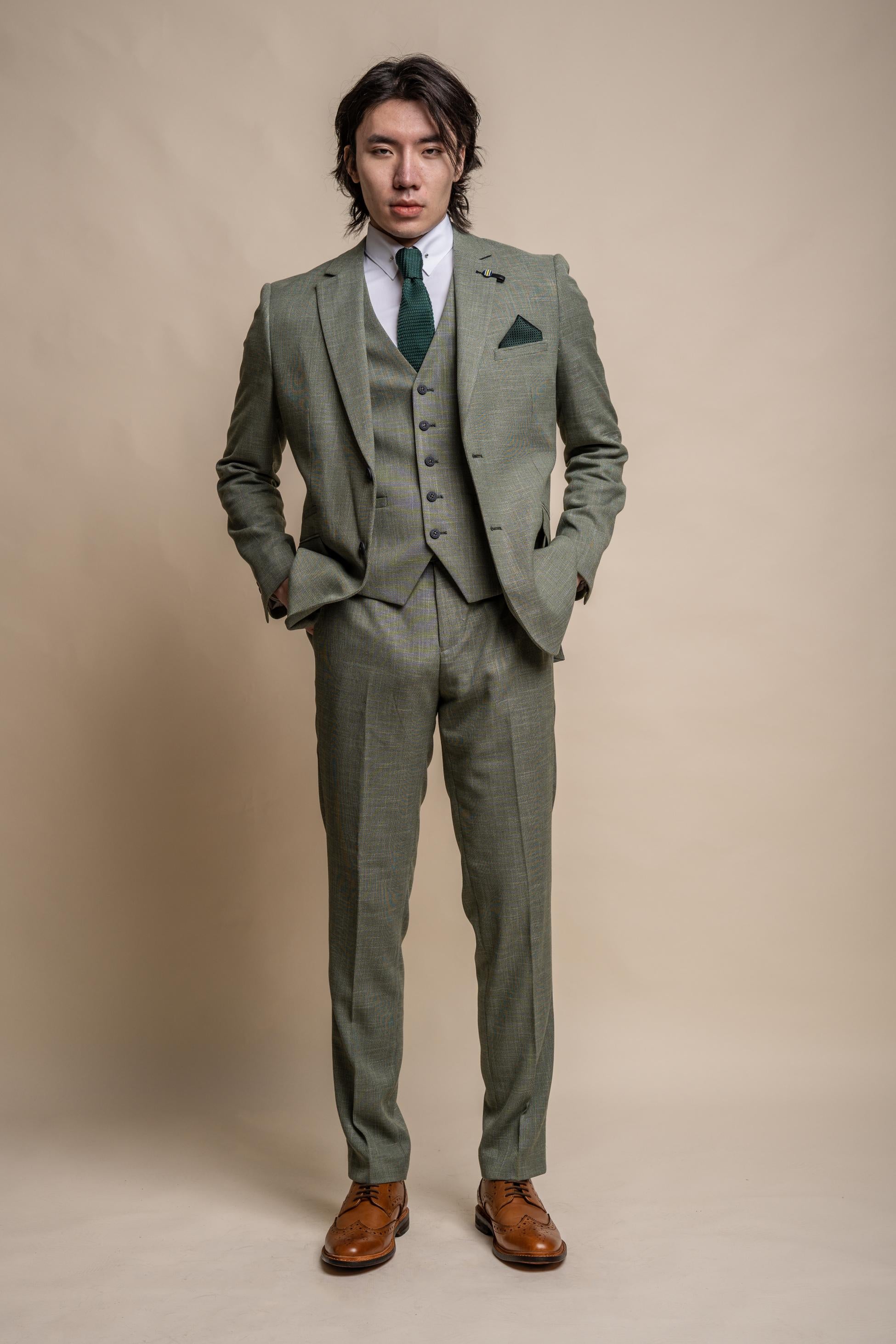 Men's Slim Fit Formal Suit - MIAMI Sage - Sage Green