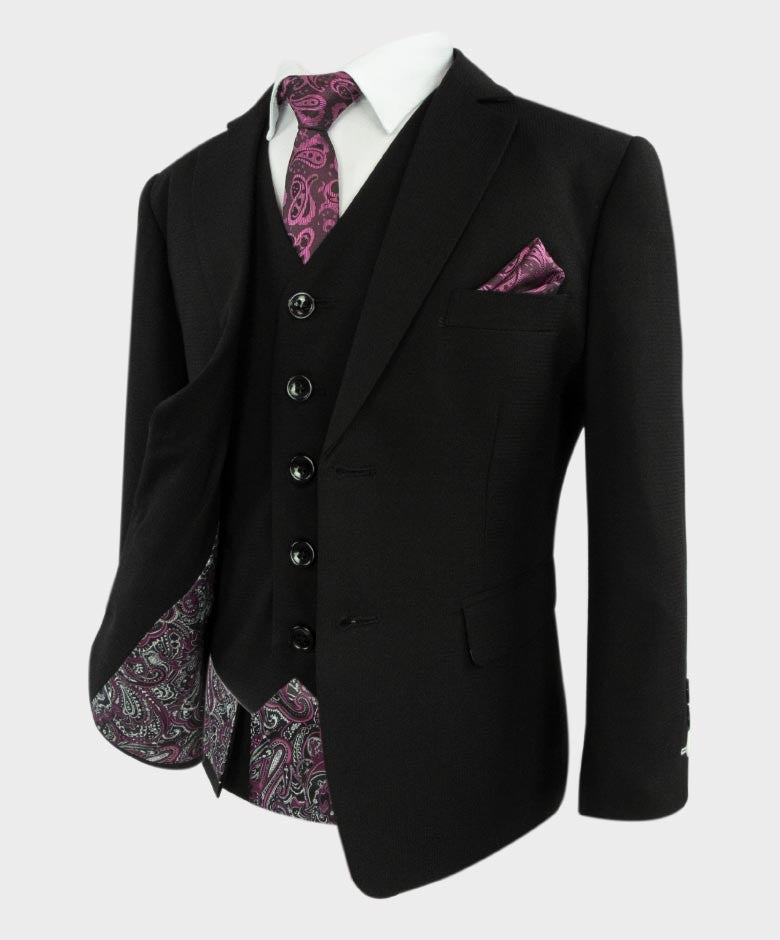 Boys Tailored Fit Formal Suit - AIDEN - Black