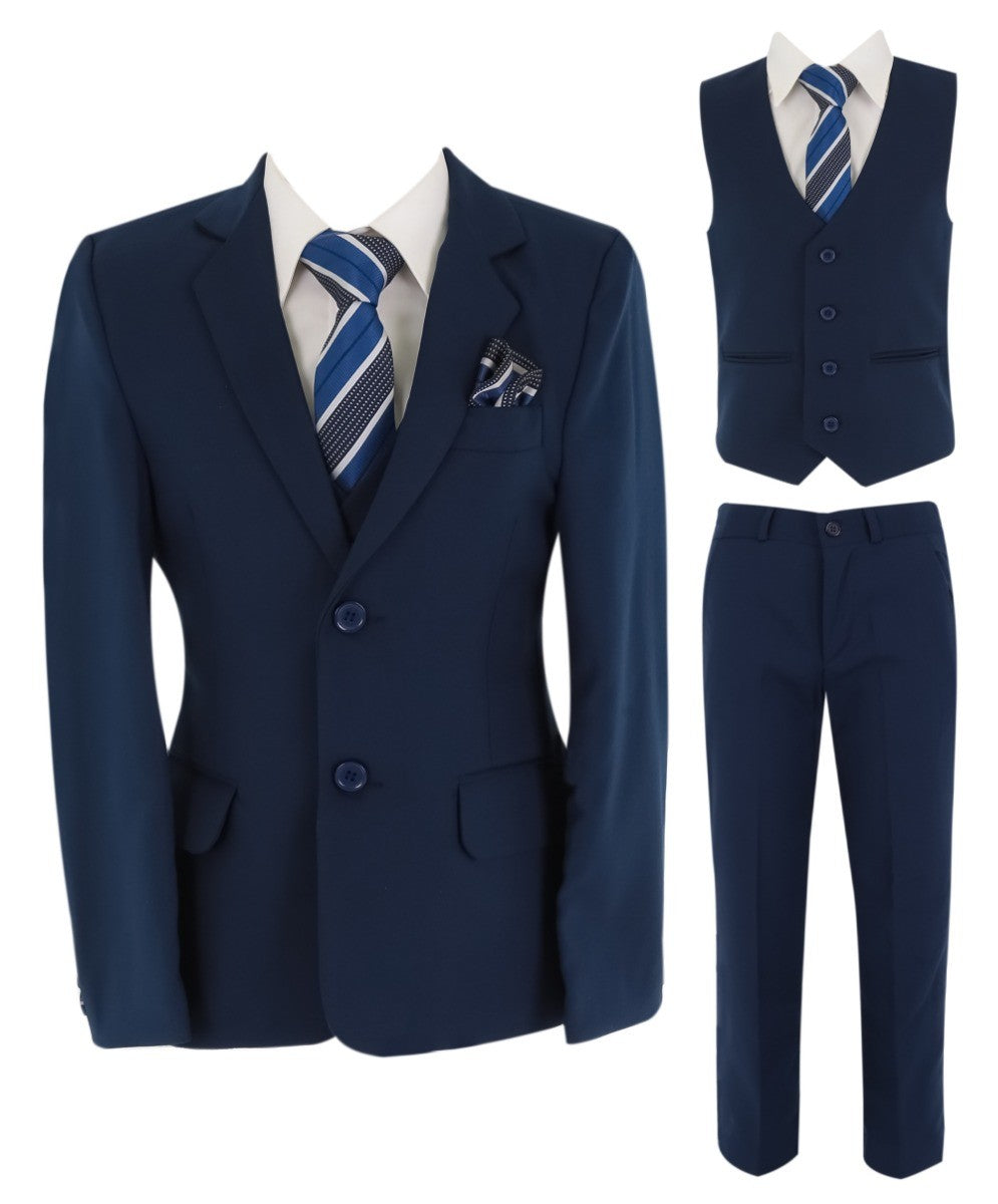 Boys 6 Piece All In One Formal Suit Set - RUN - Navy