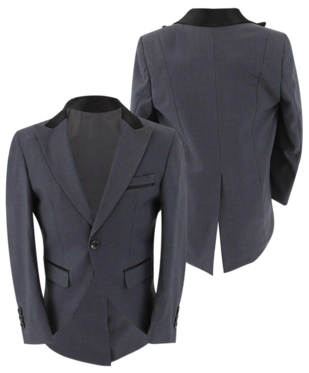 Boys Premium Grey Tail Suit - Grey