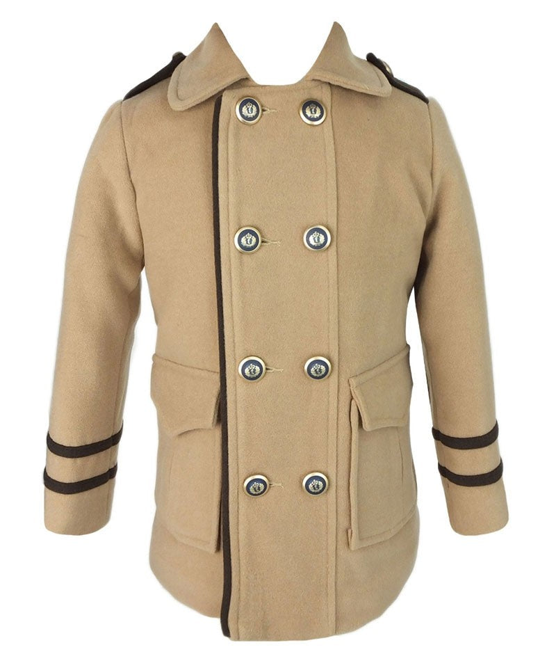 Boys Coat and Hat Set - Camel Brown