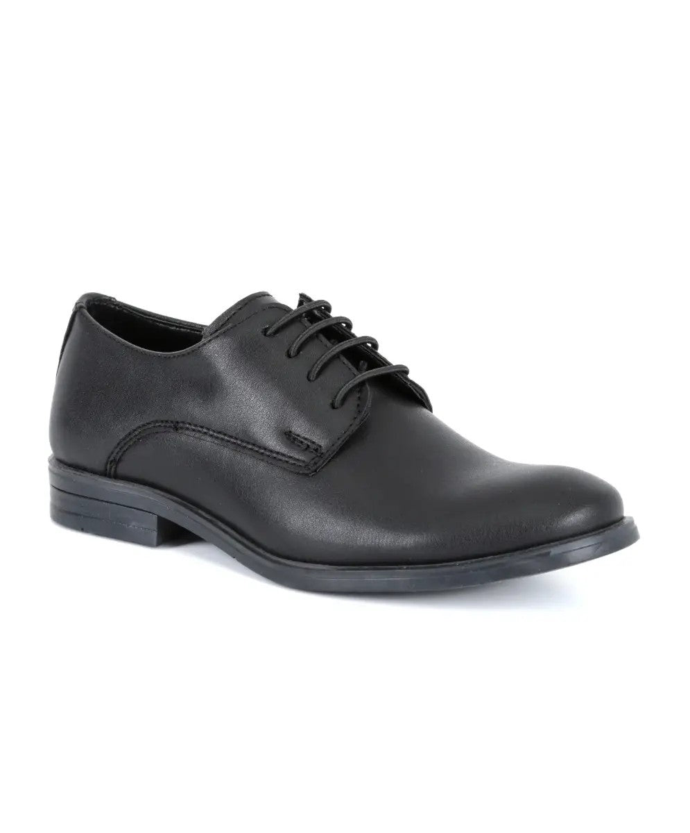 Boys Derby Mat Lace Up Dress Shoes - COLOMBIA - Black