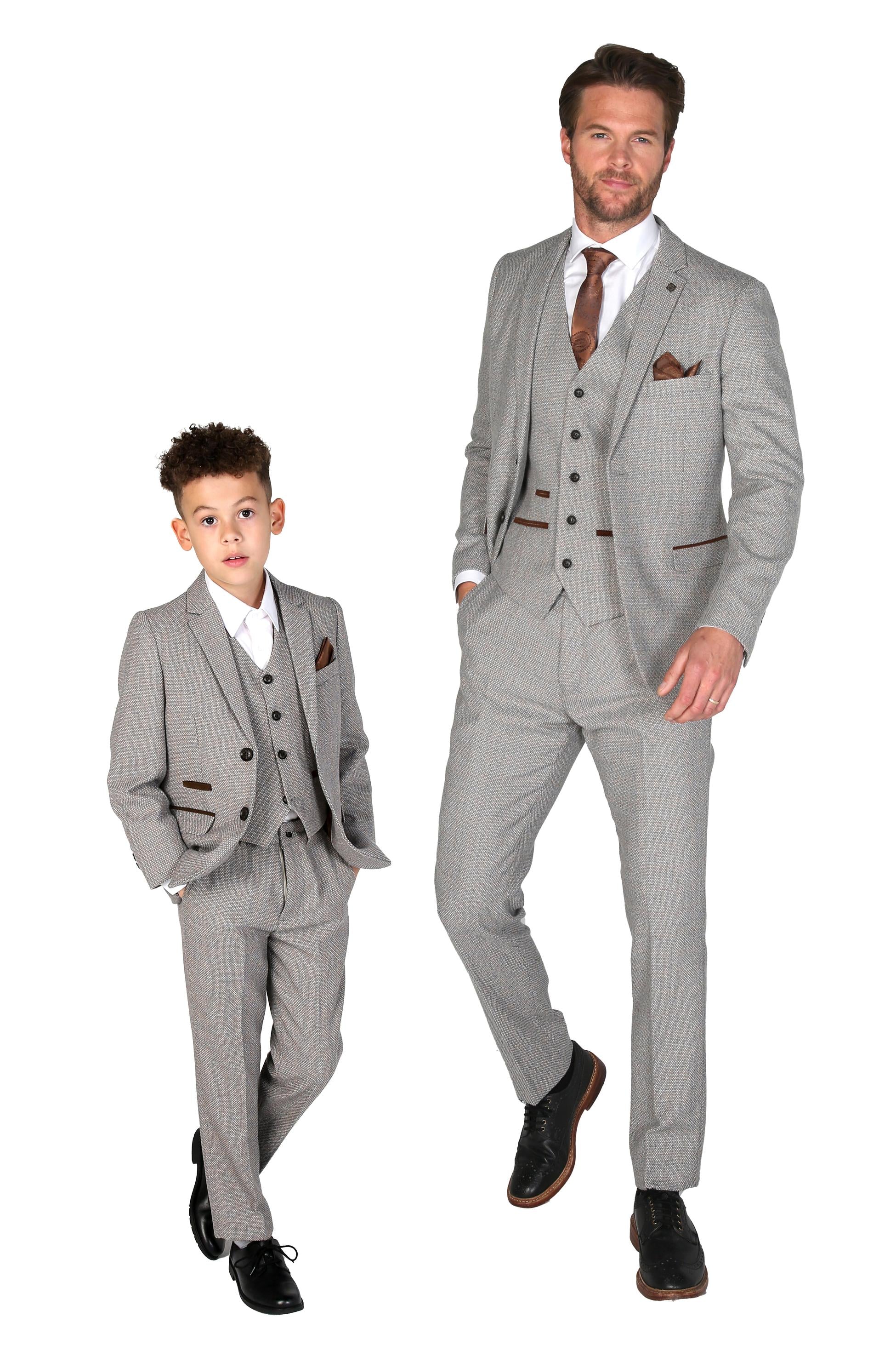 Boys Tweed Tailored Fit Formal Suit - Ralph - Cream