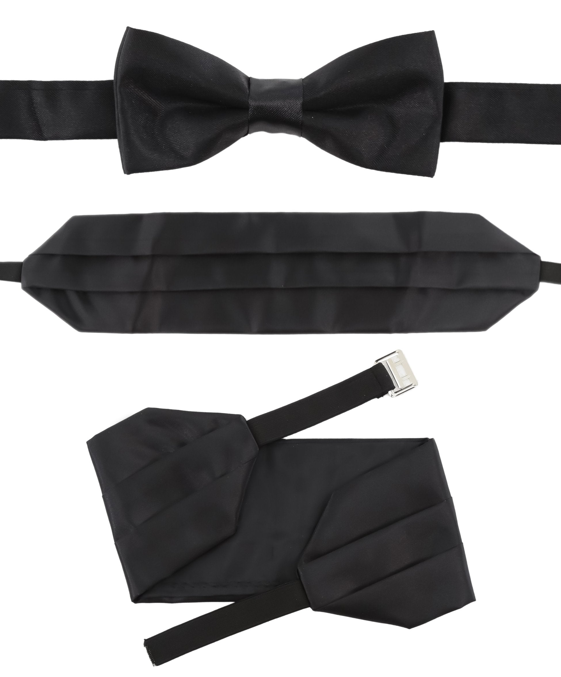 Boys Satin Cummerbund & Bow Tie set - Black