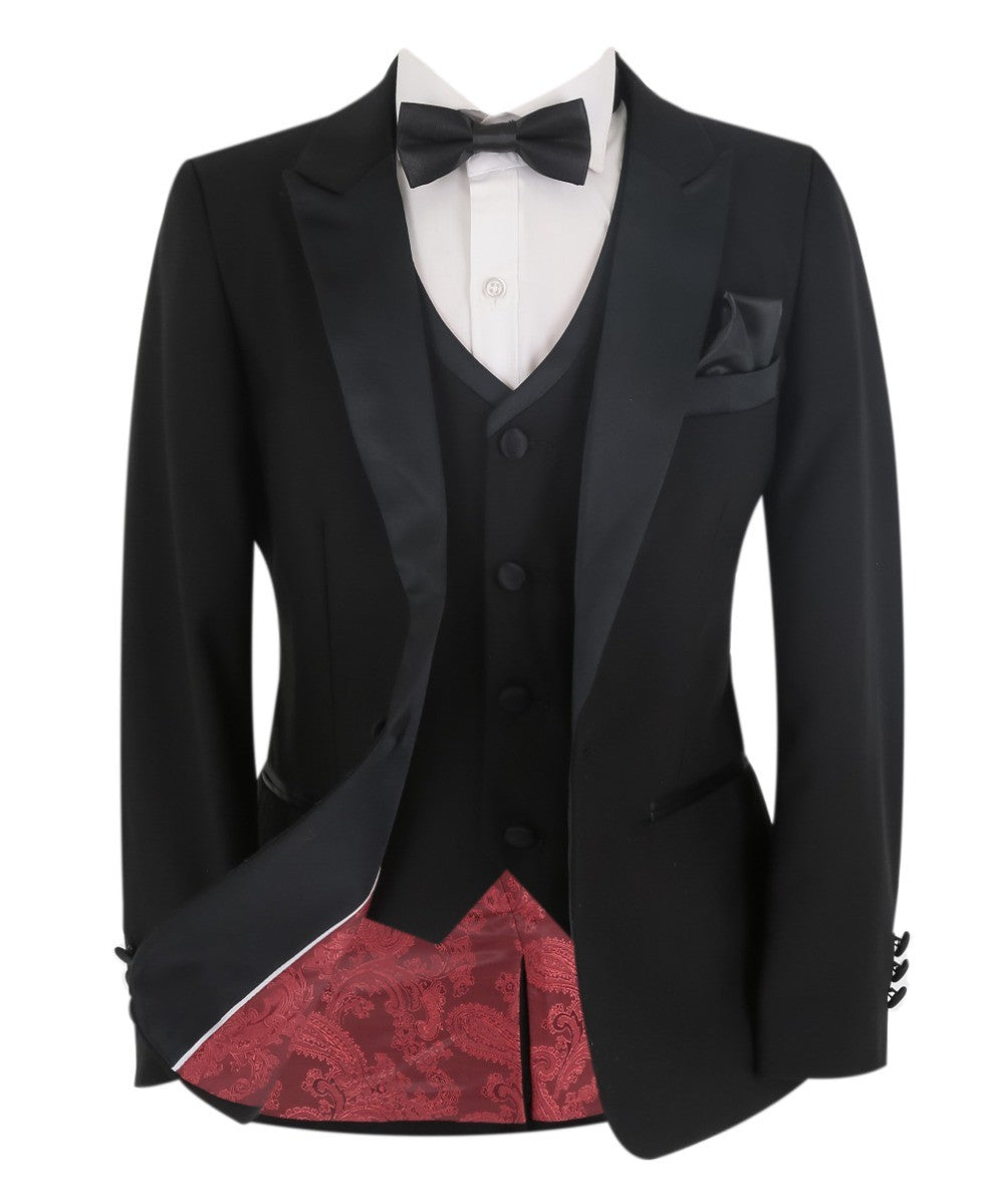 Boys Peak Lapel Tuxedo Dinner Suit - HARRY Black - Black