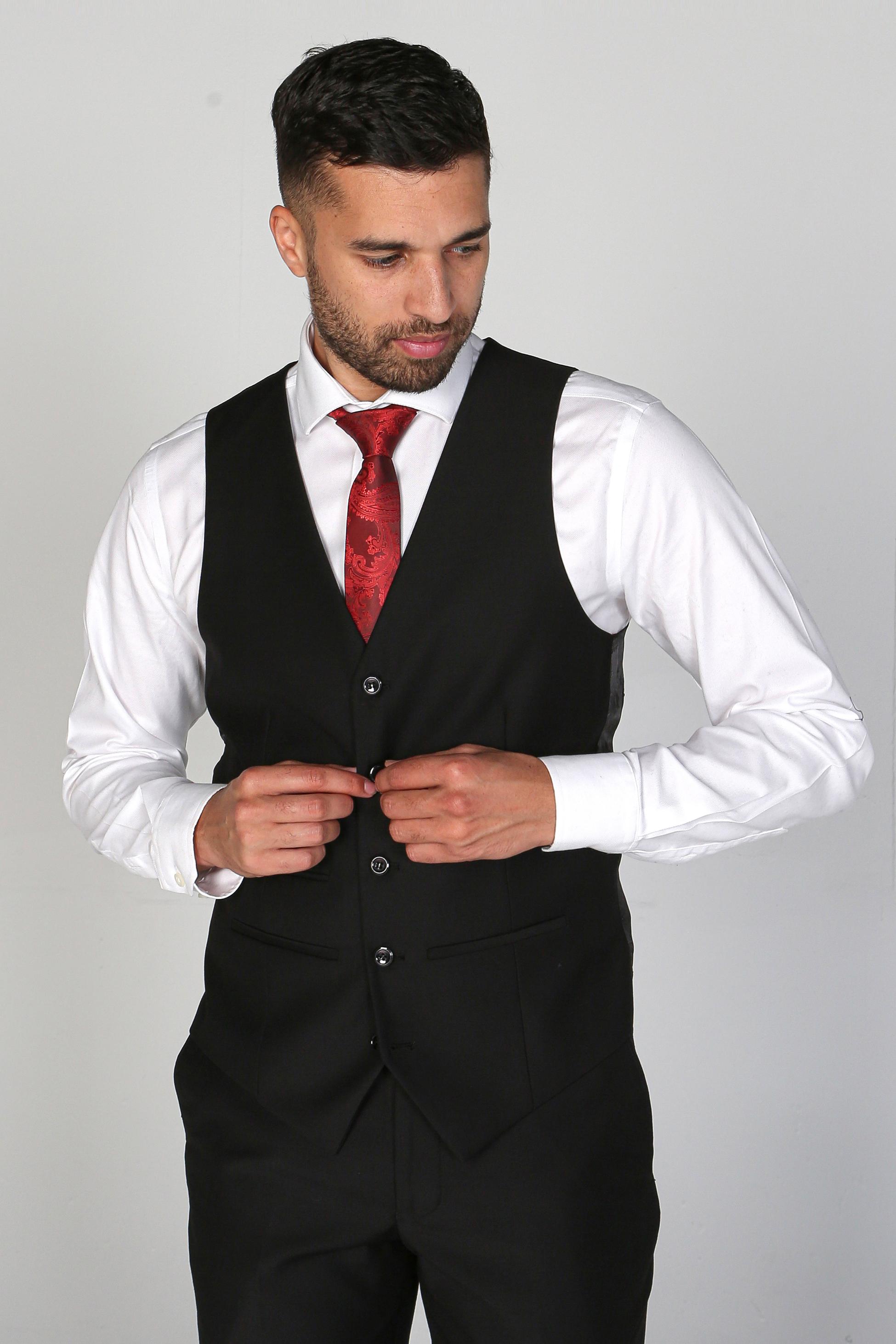 Men's Tailored Fit Black Suit - PARKER - Black