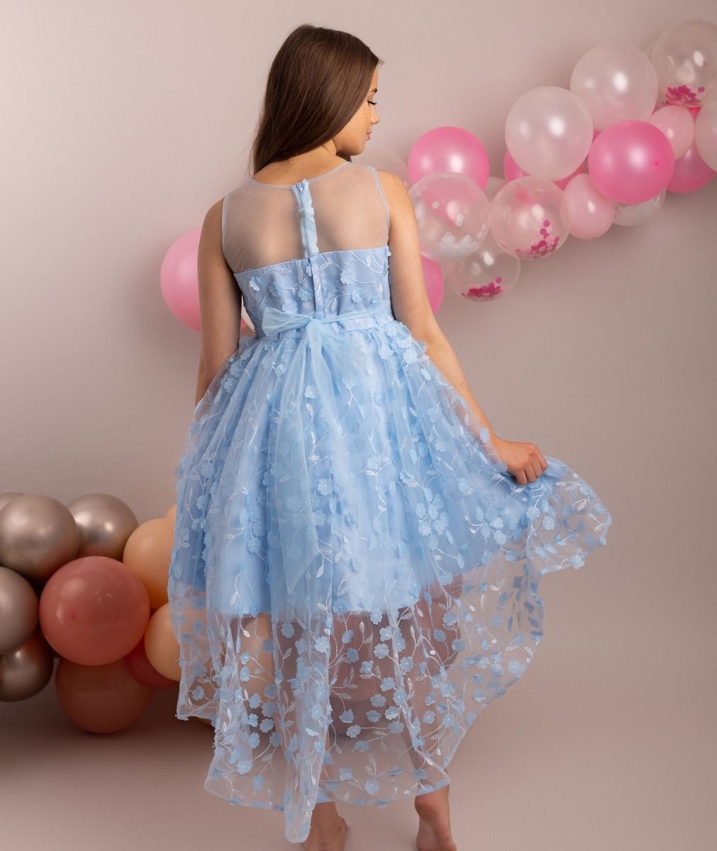 Floral Dress for Girls - COURTNEY - Baby Blue