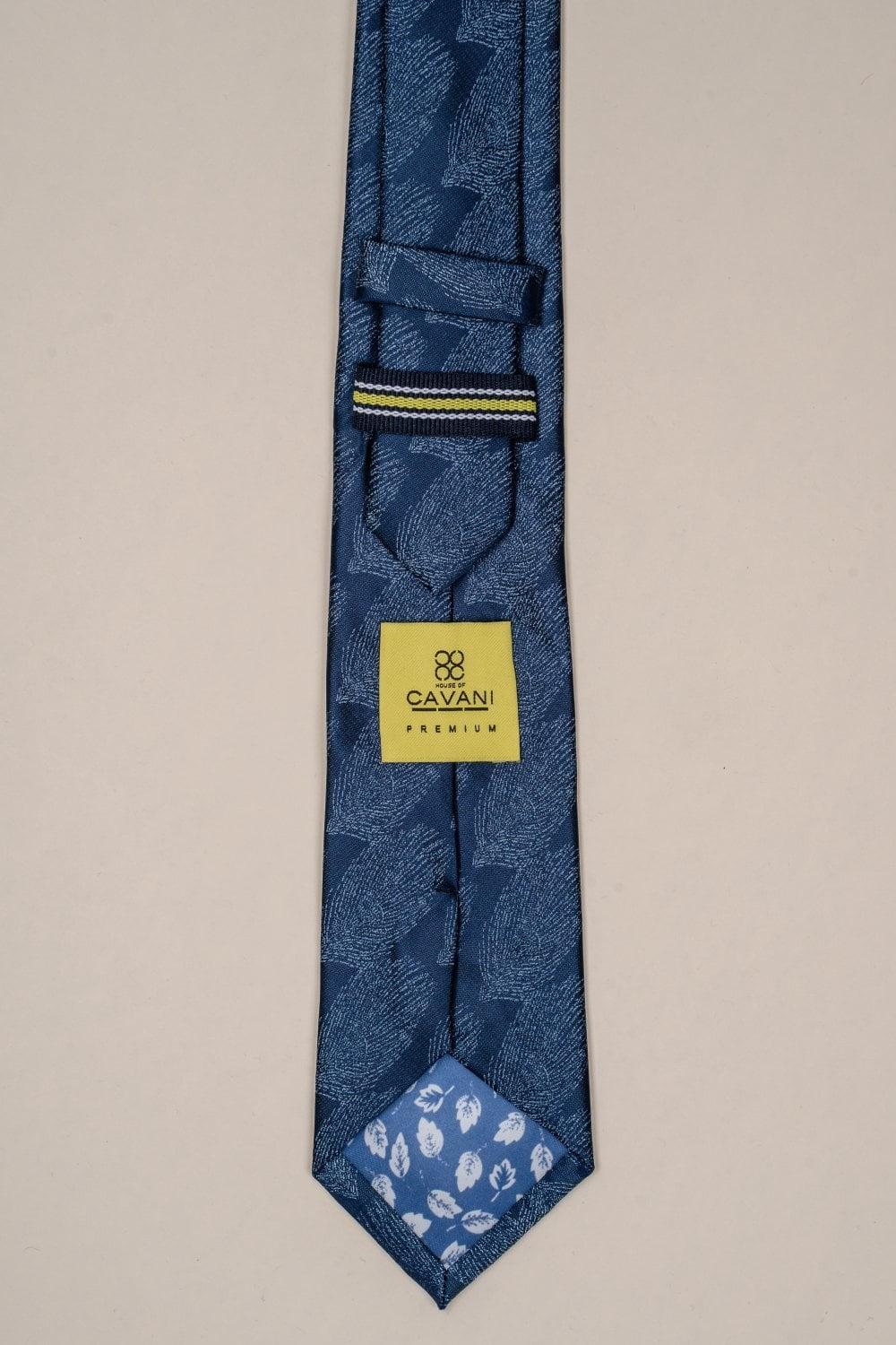 Men's Leaf Pattern Blue Tie - Dark Blue