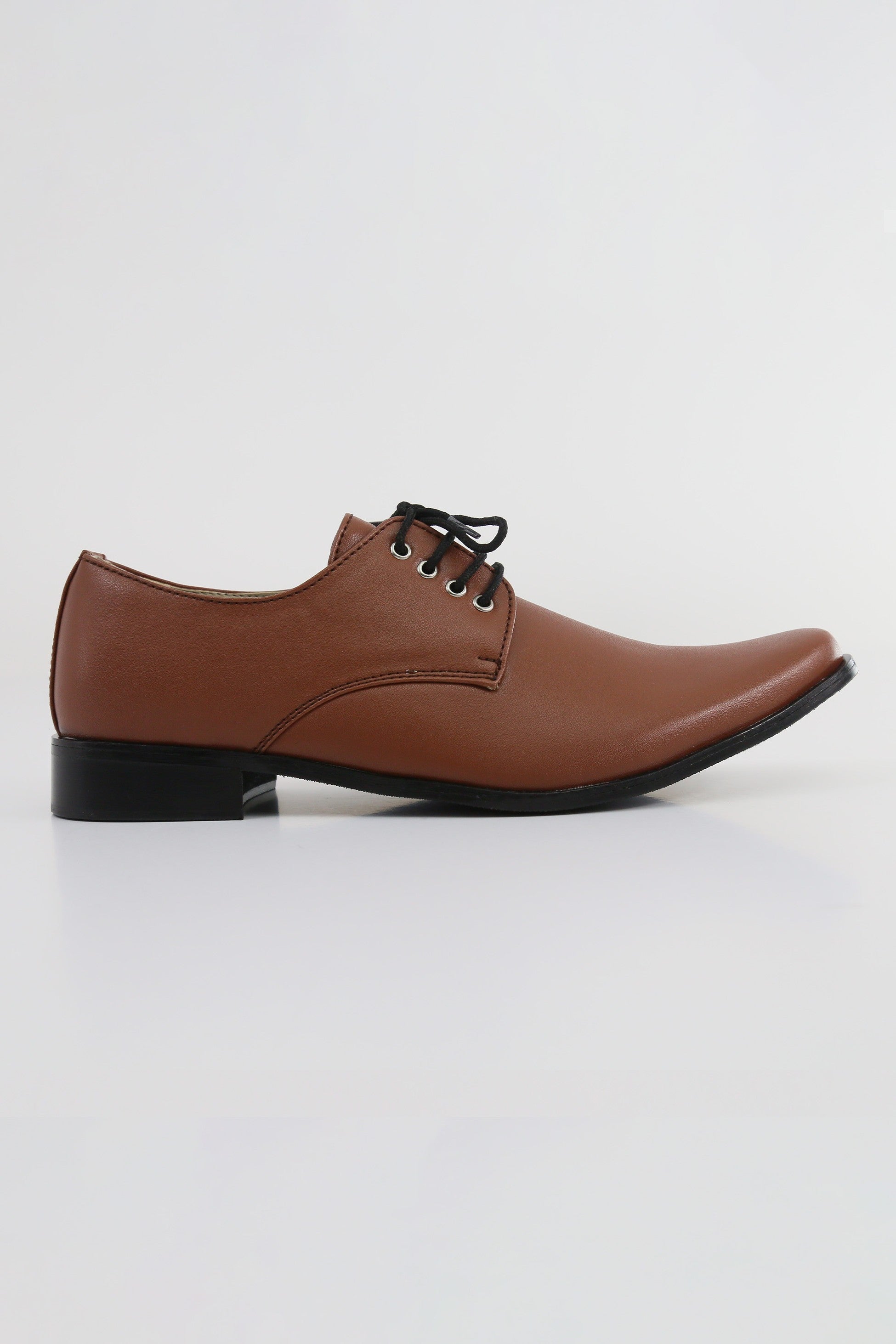 Boys Matte Leather Derby Shoes - GEORGE - Brown