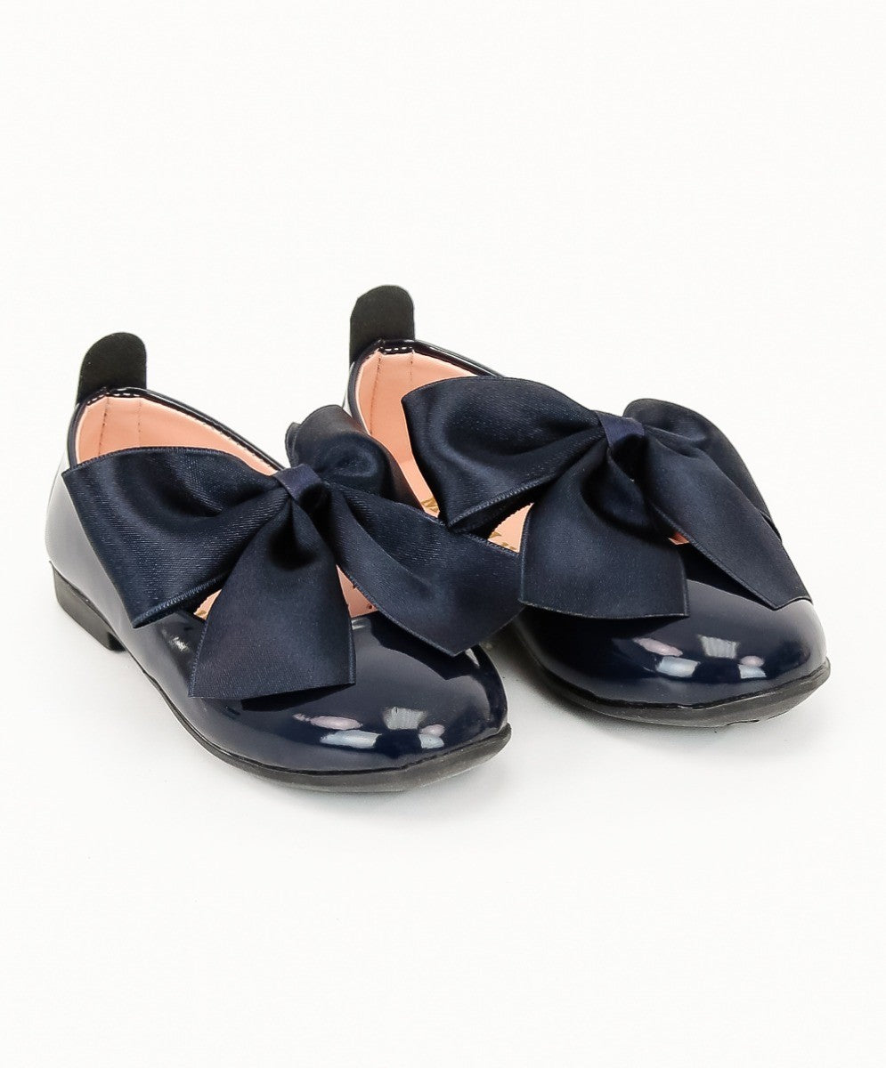 Girls Patent Flat Mary Jane Shoes - ELENA - Navy Blue