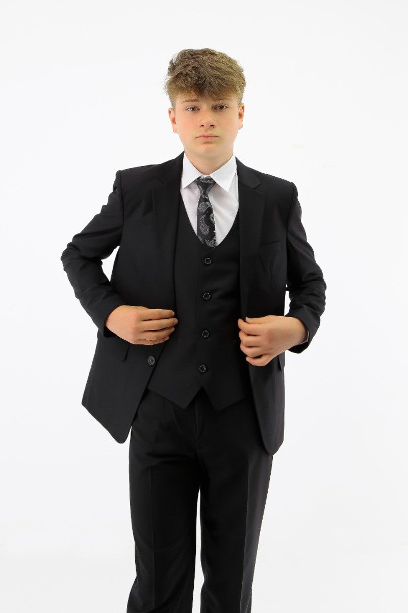 Boys Tailored Fit Formal Suit - Black