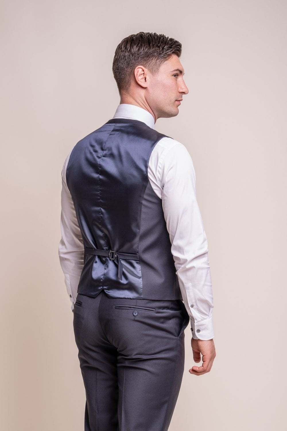 Men's Wool Blend Slim Fit Waistcoat- BOND - Midnight Blue