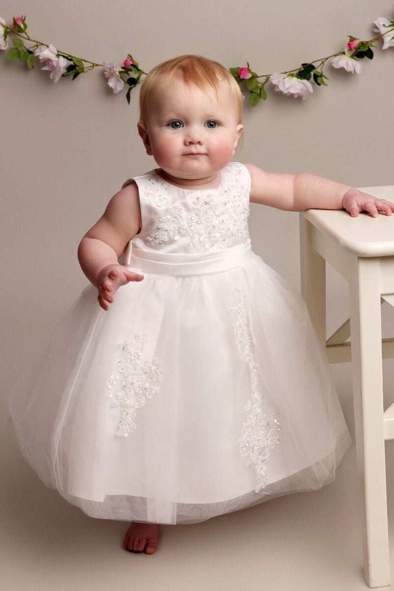 Baby Girls Christening Lace Dress – LAYLA - White