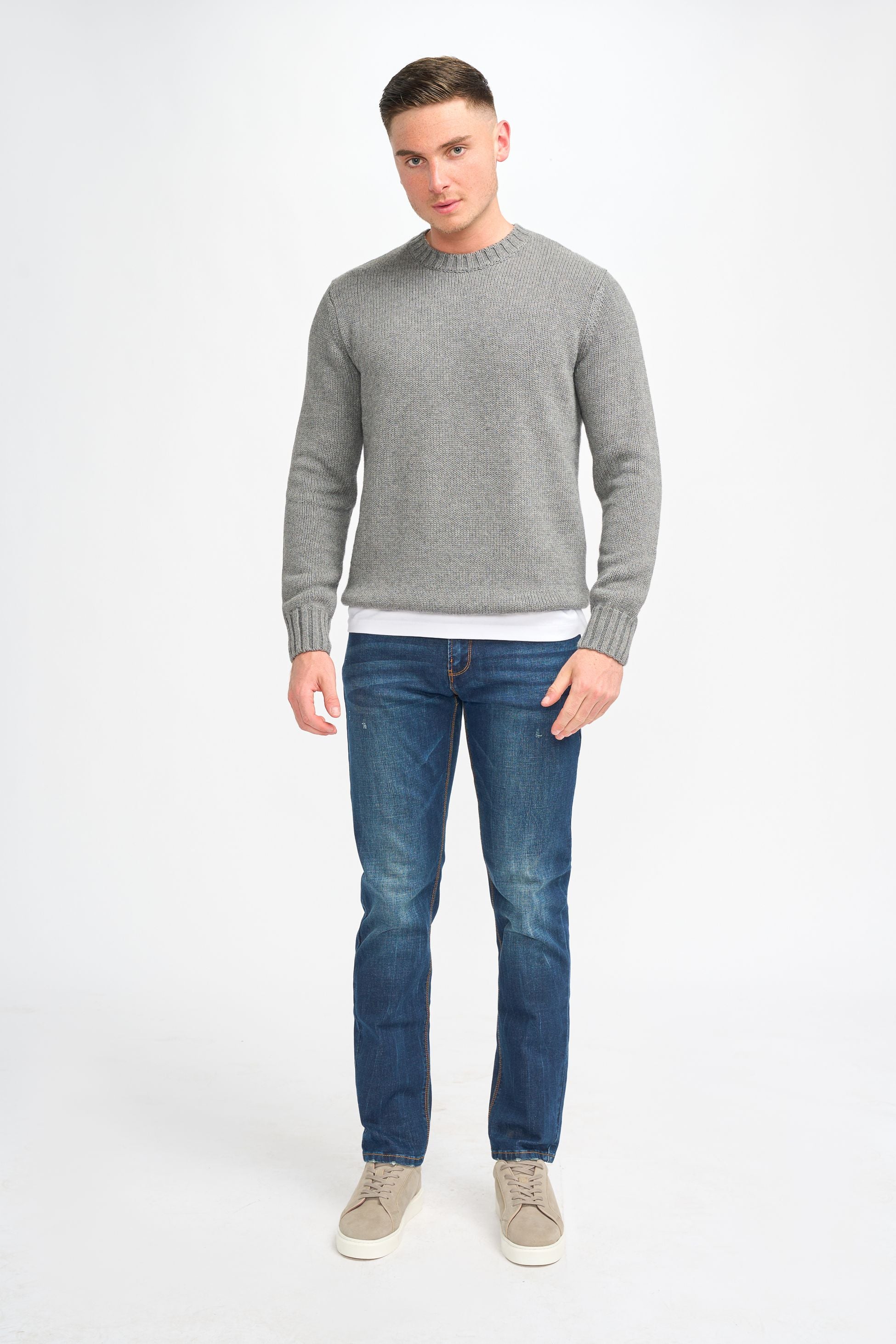 Men’s Classic Knit Pullover Jumper - FARREL - Grey