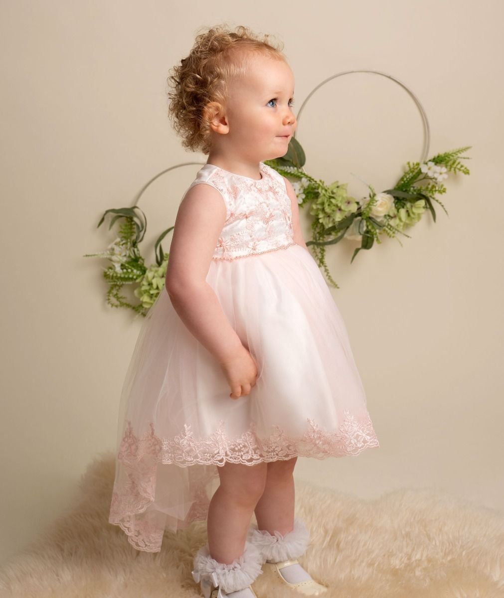 Baby & Girls High-low Skirt Lace Dress - KHOLE - Blush Pink