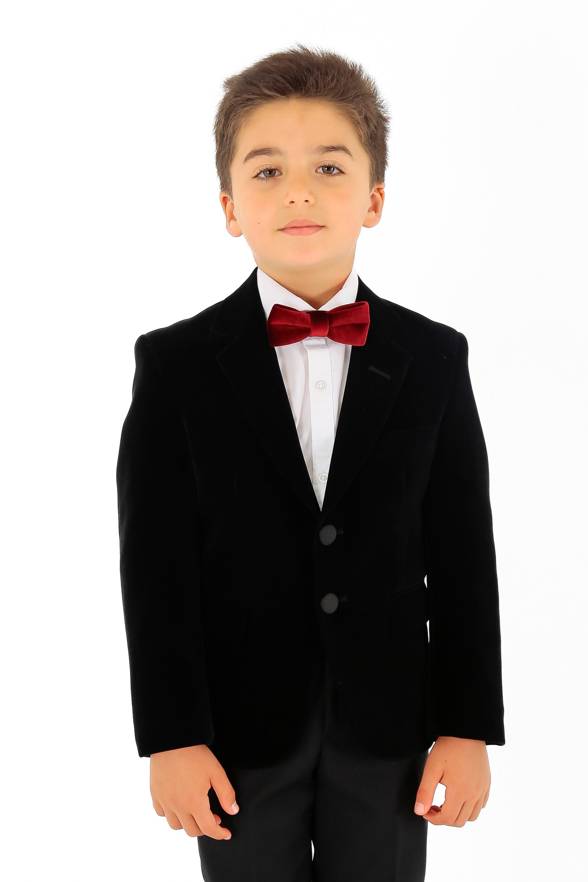 Boys Velvet Slim Fit Formal Blazer - Hackney - Black