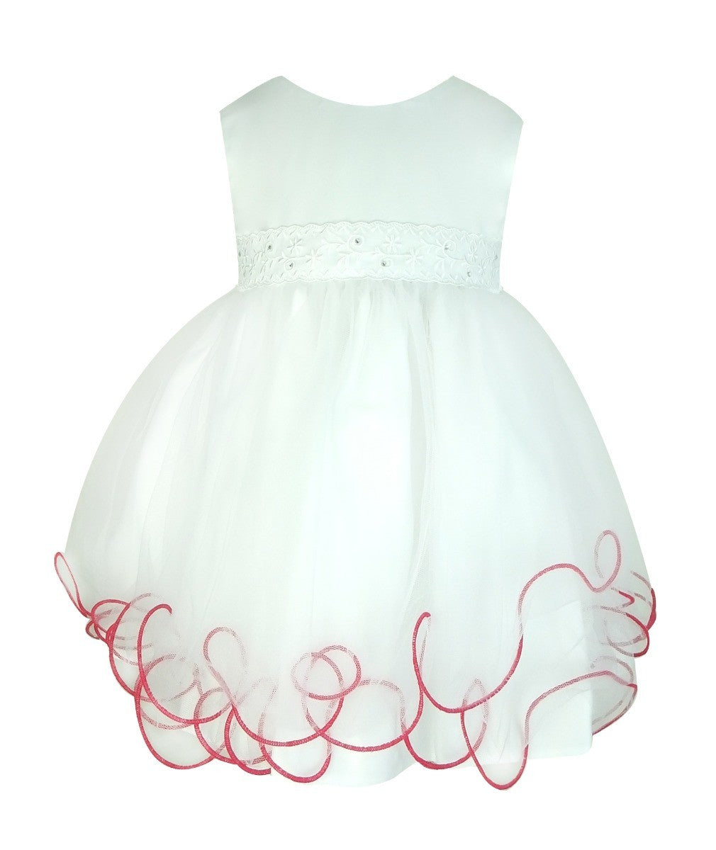 Girls Christening Wedding Dress with Butterfly Bolero Jacket - White - Pink